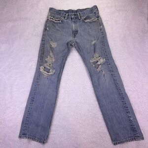 VTG Y2K Levi's Jeans 505‎ Straight Fit Men's 31x29 Light Wash Distressed Denim